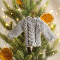 Cabled Mini Jumper (Sweater) Ornaments | Complete Knitting Kit