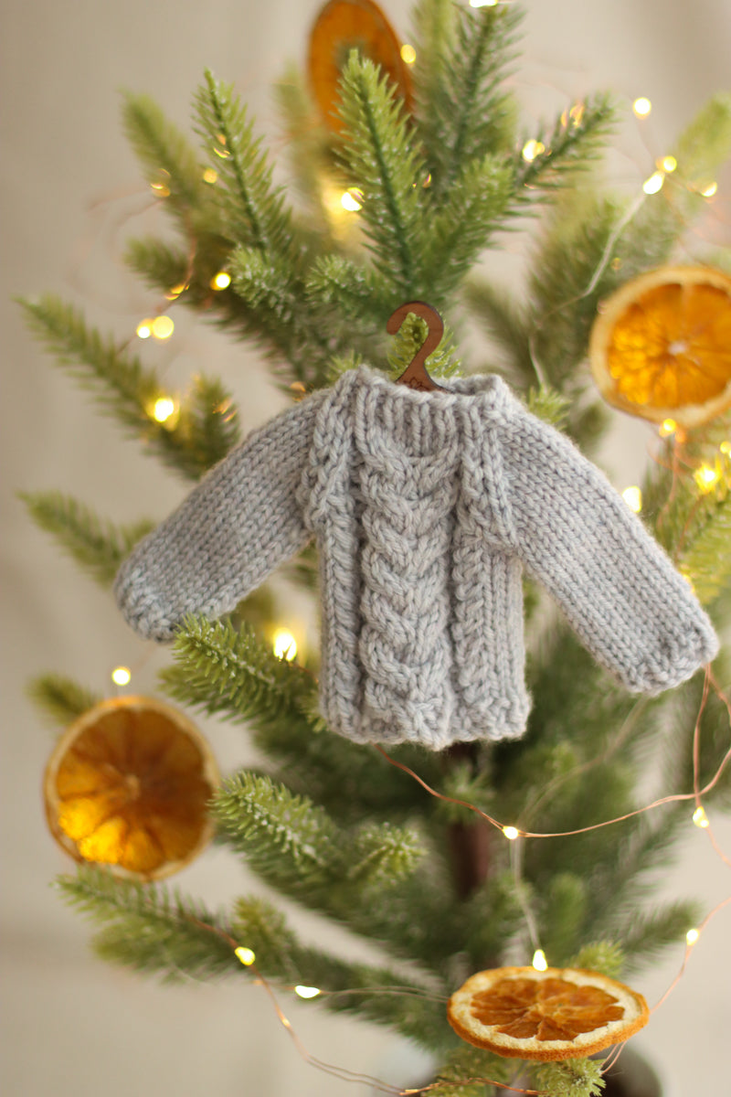 Cabled Mini Jumper Ornament | PDF Knitting Pattern