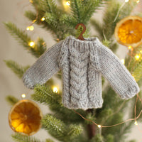 Cabled Mini Jumper Ornament | PDF Knitting Pattern