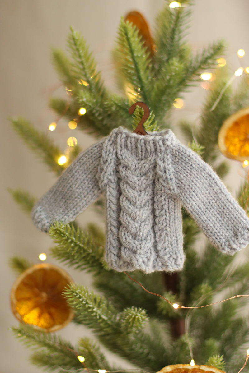 Cabled Mini Jumper Ornament | PDF Knitting Pattern