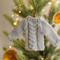 Cabled Mini Jumper Ornament | PDF Knitting Pattern