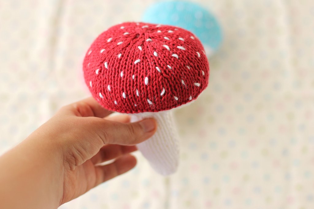 Mushroom Baby Rattle Knitting Kit | Organic Wool