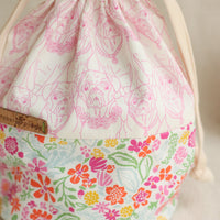 Floral Pugs | Small/Medium Project Bag