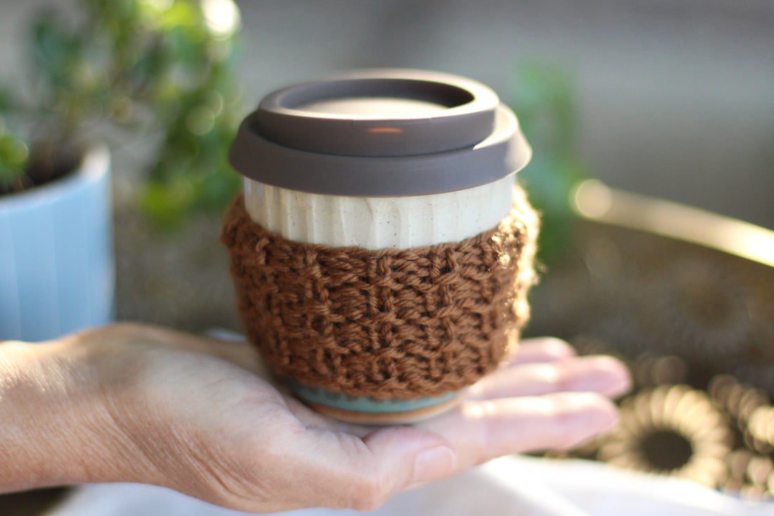 Ridged Coffee Cup Cosy | PDF Knitting Pattern