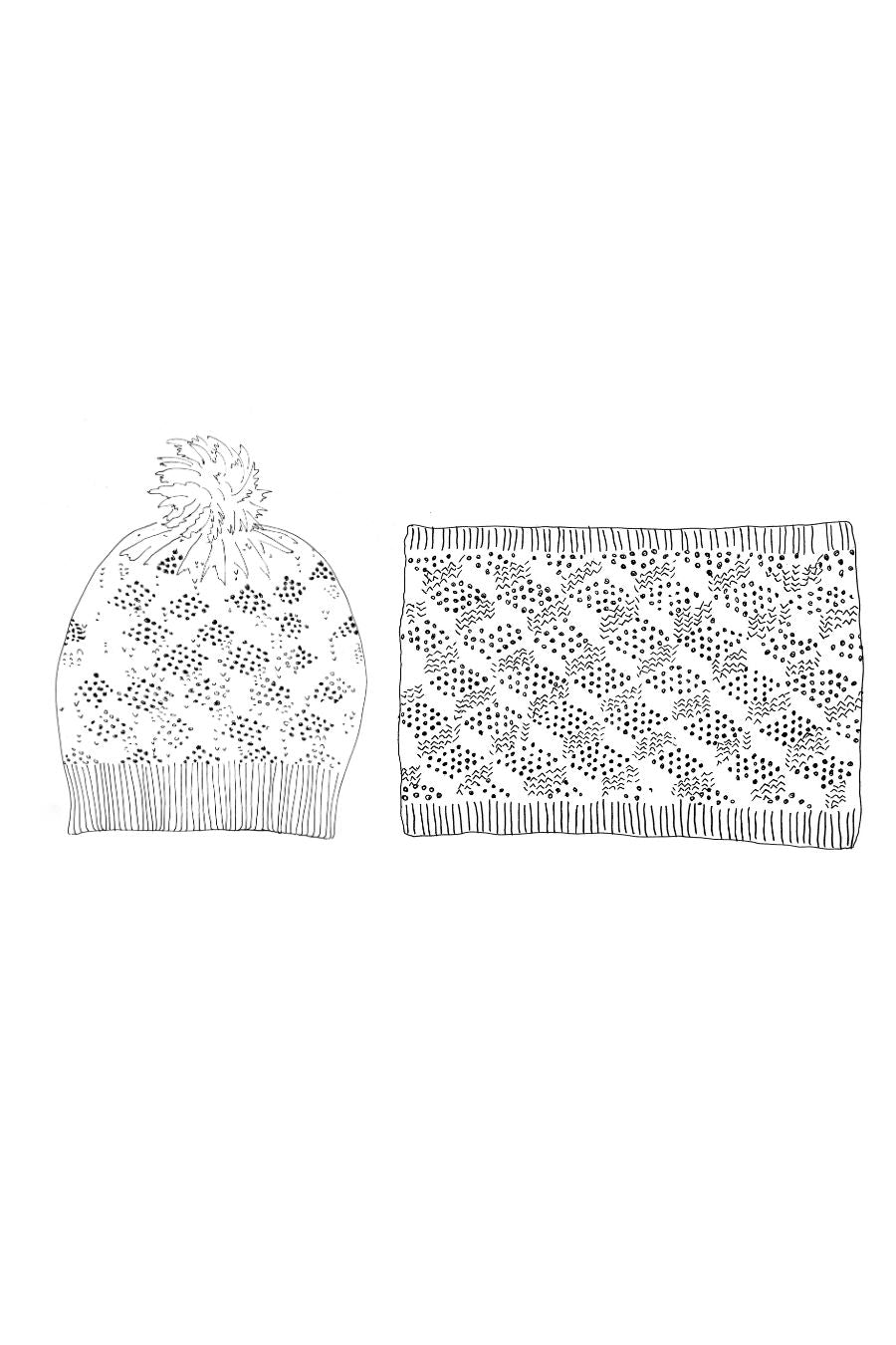 Maya Set ~ Hat & Cowl | Printed Pattern