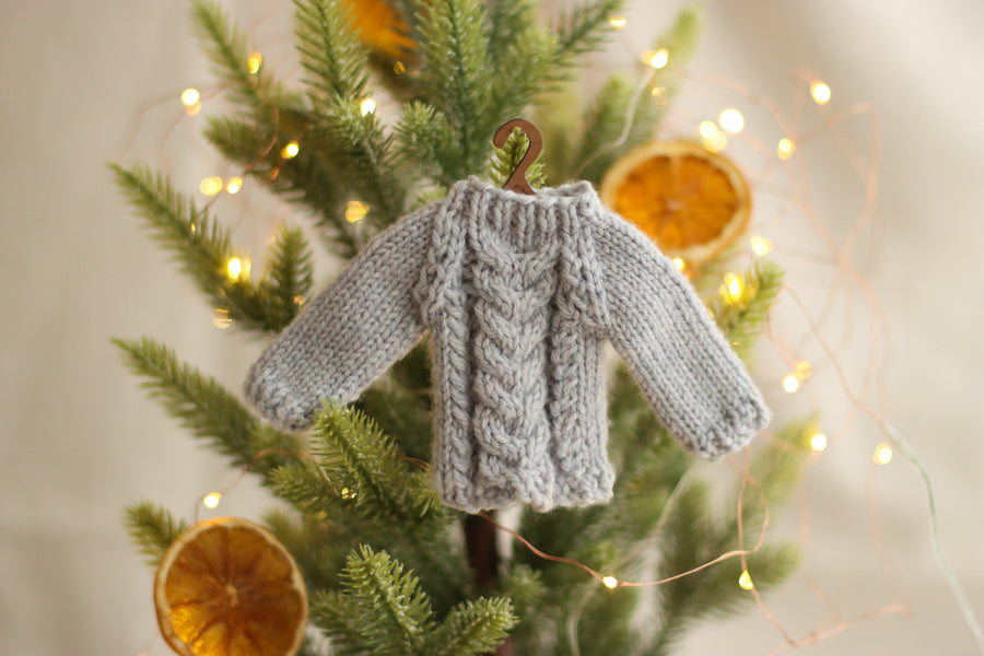 Cabled Mini Jumper (Sweater) Ornaments | Complete Knitting Kit