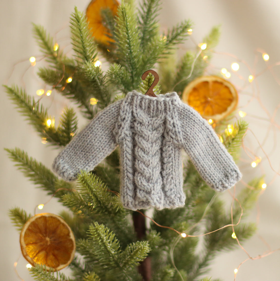 Cabled Mini Jumper (Sweater) Ornaments | Complete Knitting Kit