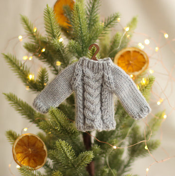 Cabled Mini Jumper Ornament | PDF Knitting Pattern
