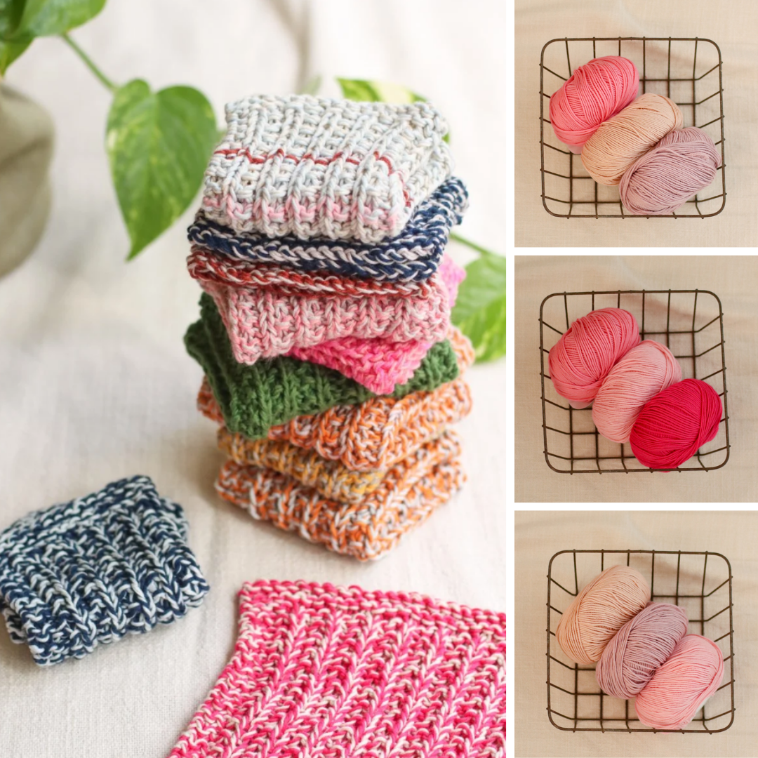 Knitted Washcloth Organic Cotton Bundle | Pinks