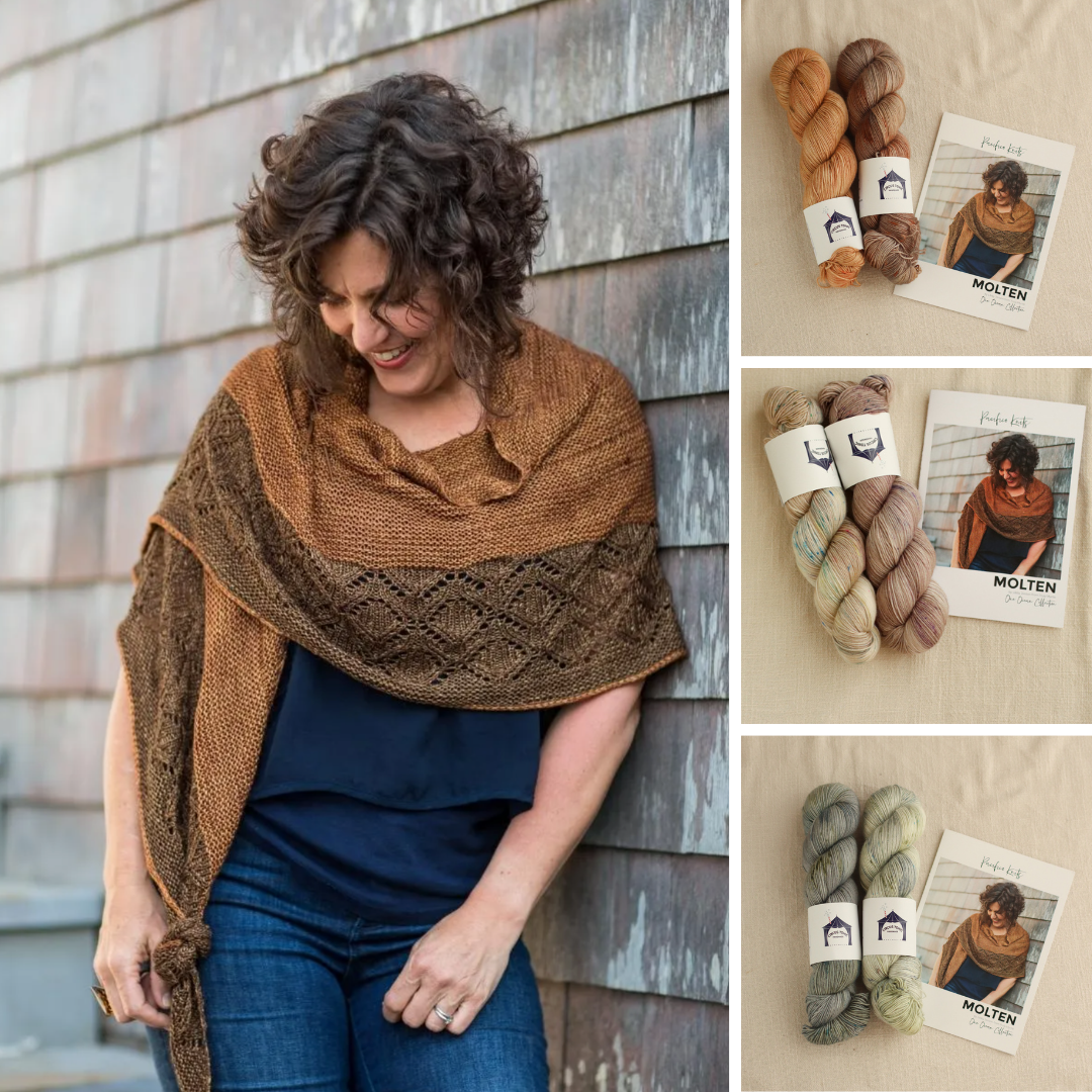 Molten Shawl by Libby Jonson | Hand Dyed Knitting Kit