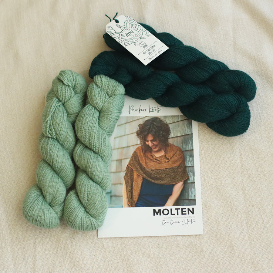 Molten Shawl by Libby Jonson | Baby Alpaca & Silk Knitting Kit