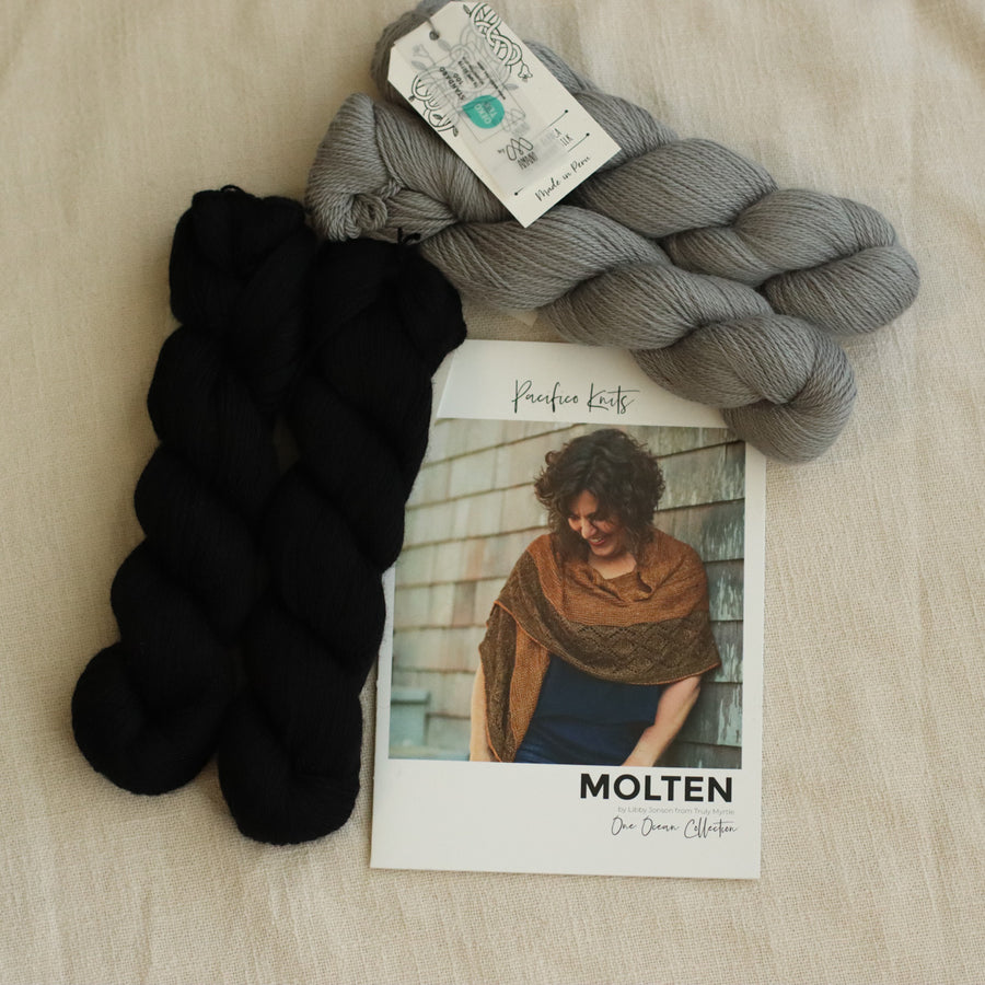 Molten Shawl by Libby Jonson | Baby Alpaca & Silk Knitting Kit