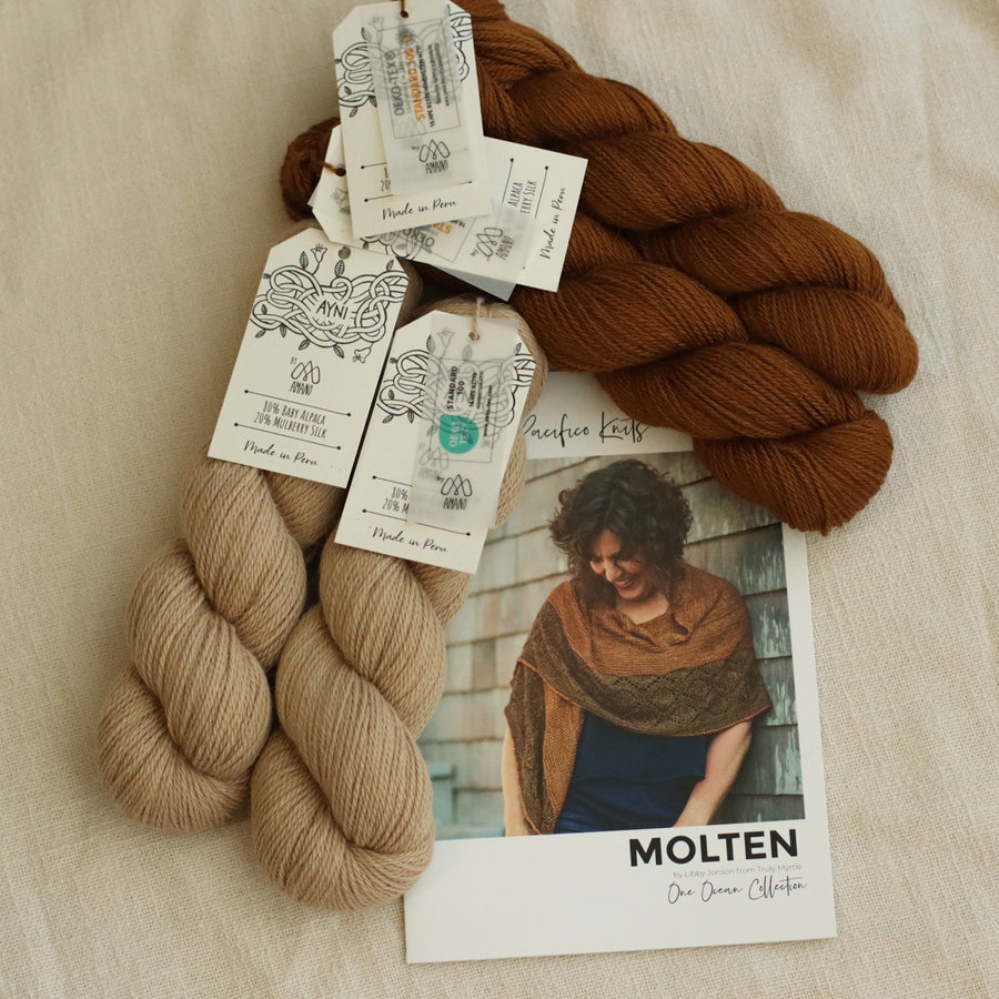 Molten Shawl by Libby Jonson | Baby Alpaca & Silk Knitting Kit