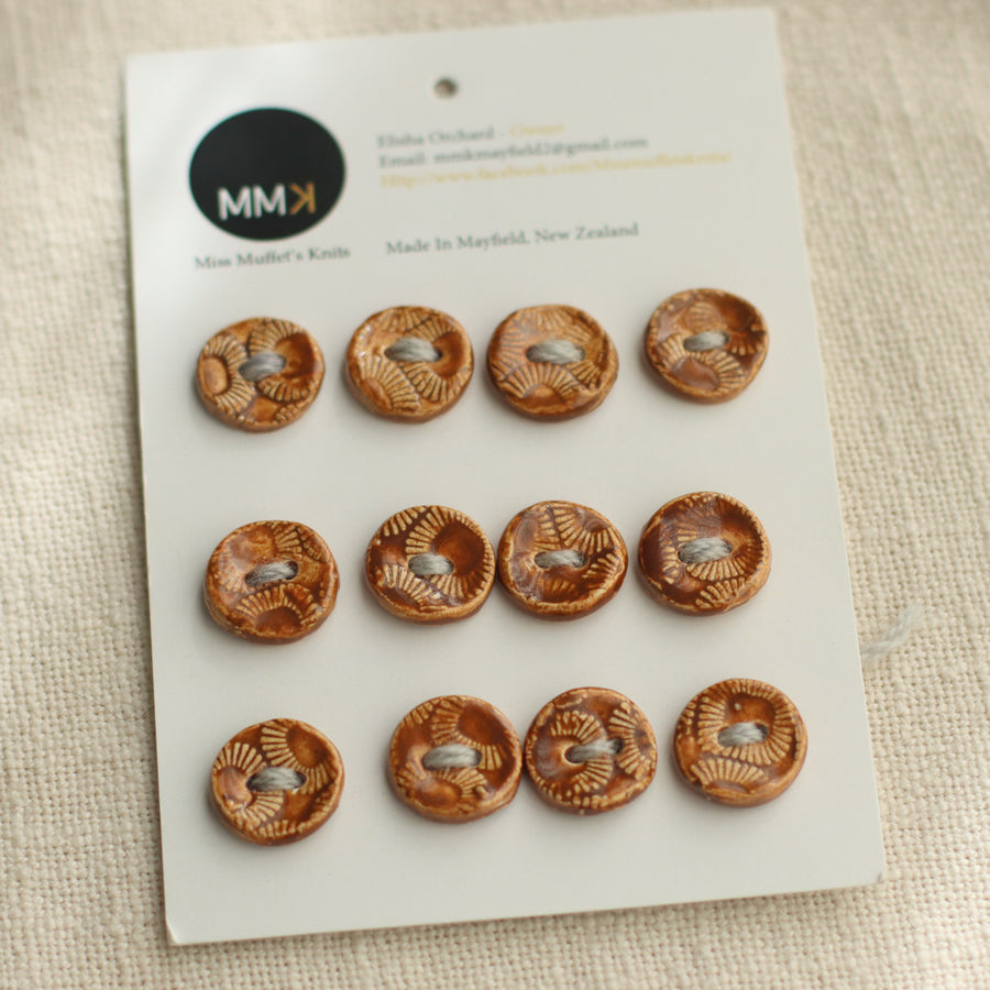 Handmade Ceramic Buttons | Sheet of 12