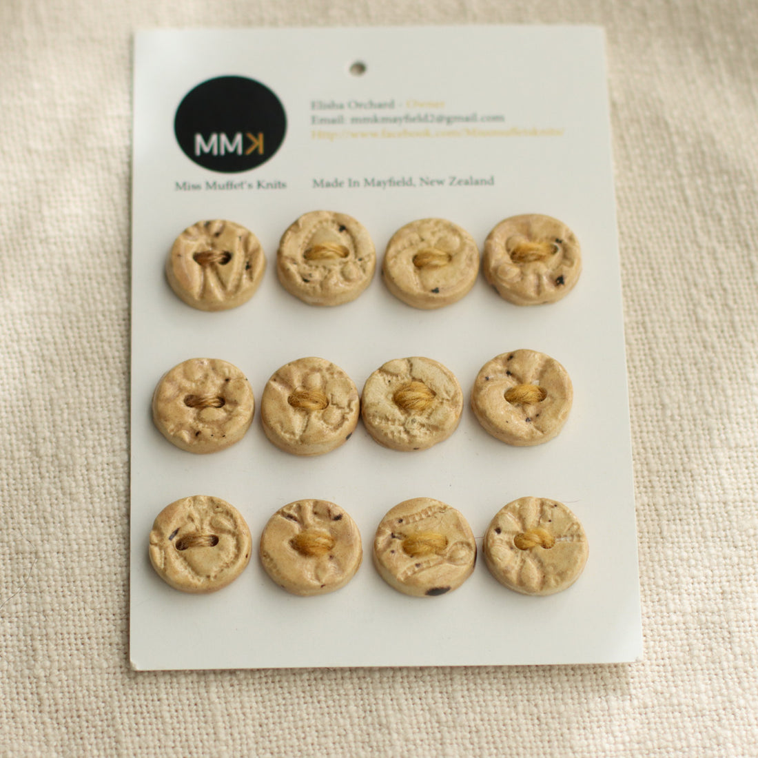 Handmade Ceramic Buttons | Sheet of 12