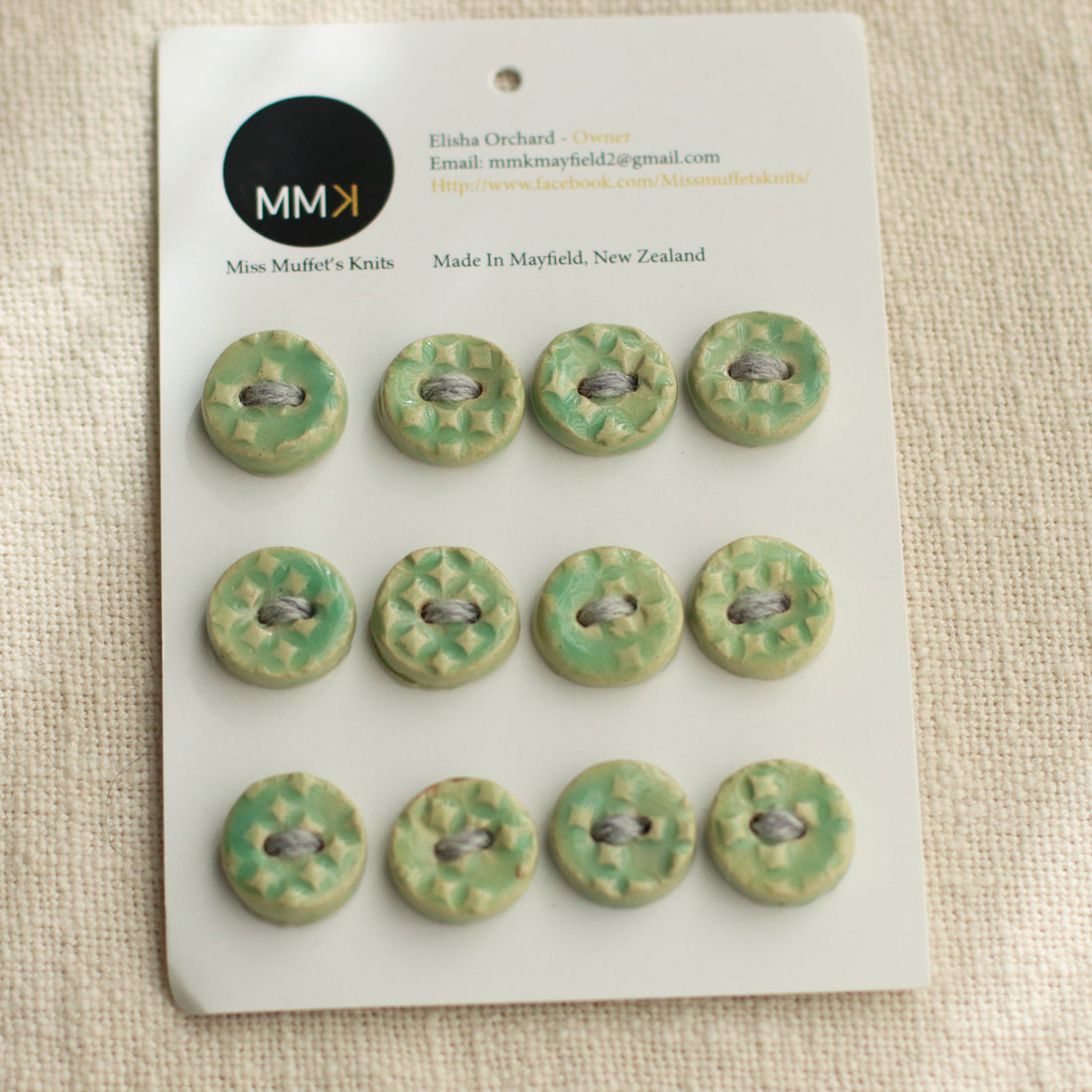 Handmade Ceramic Buttons | Sheet of 12