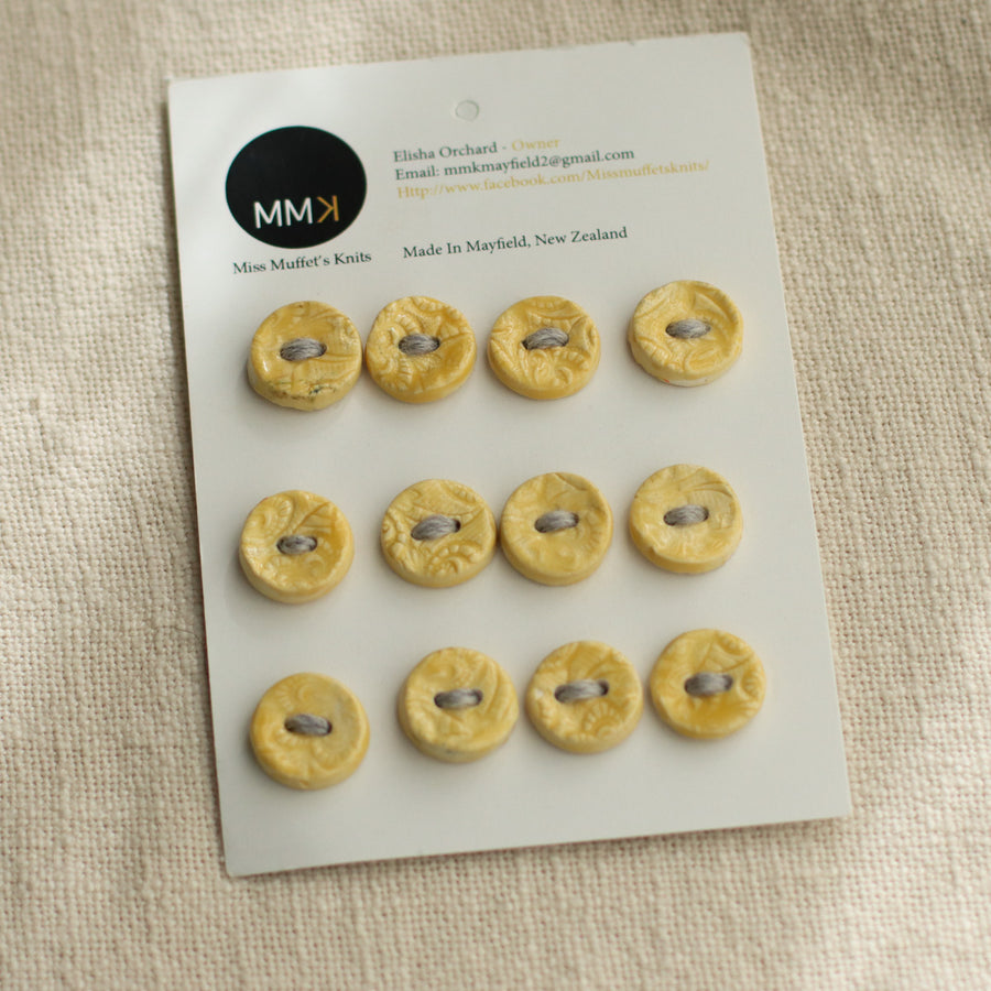 Handmade Ceramic Buttons | Sheet of 12