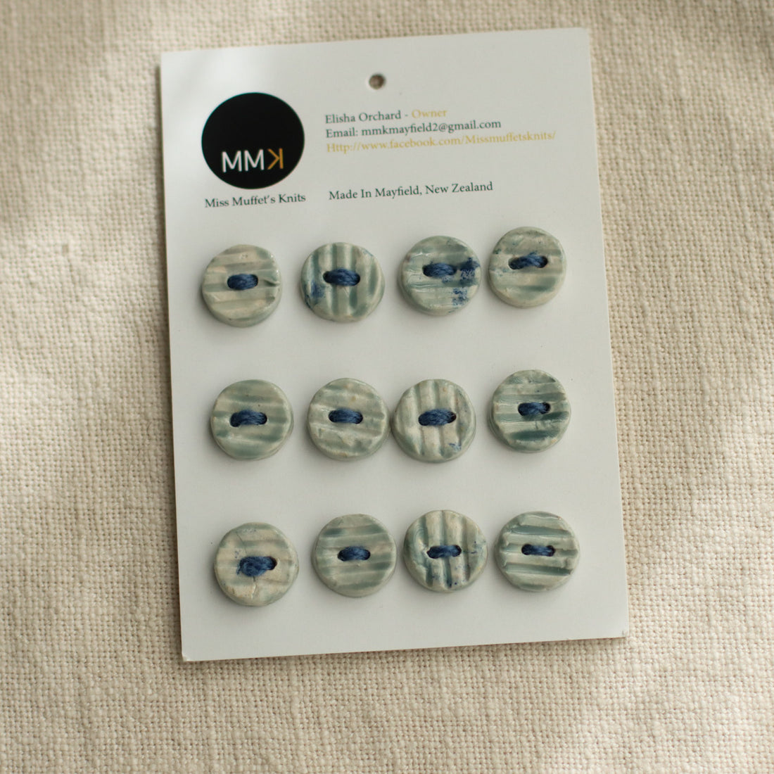 Handmade Ceramic Buttons | Sheet of 12