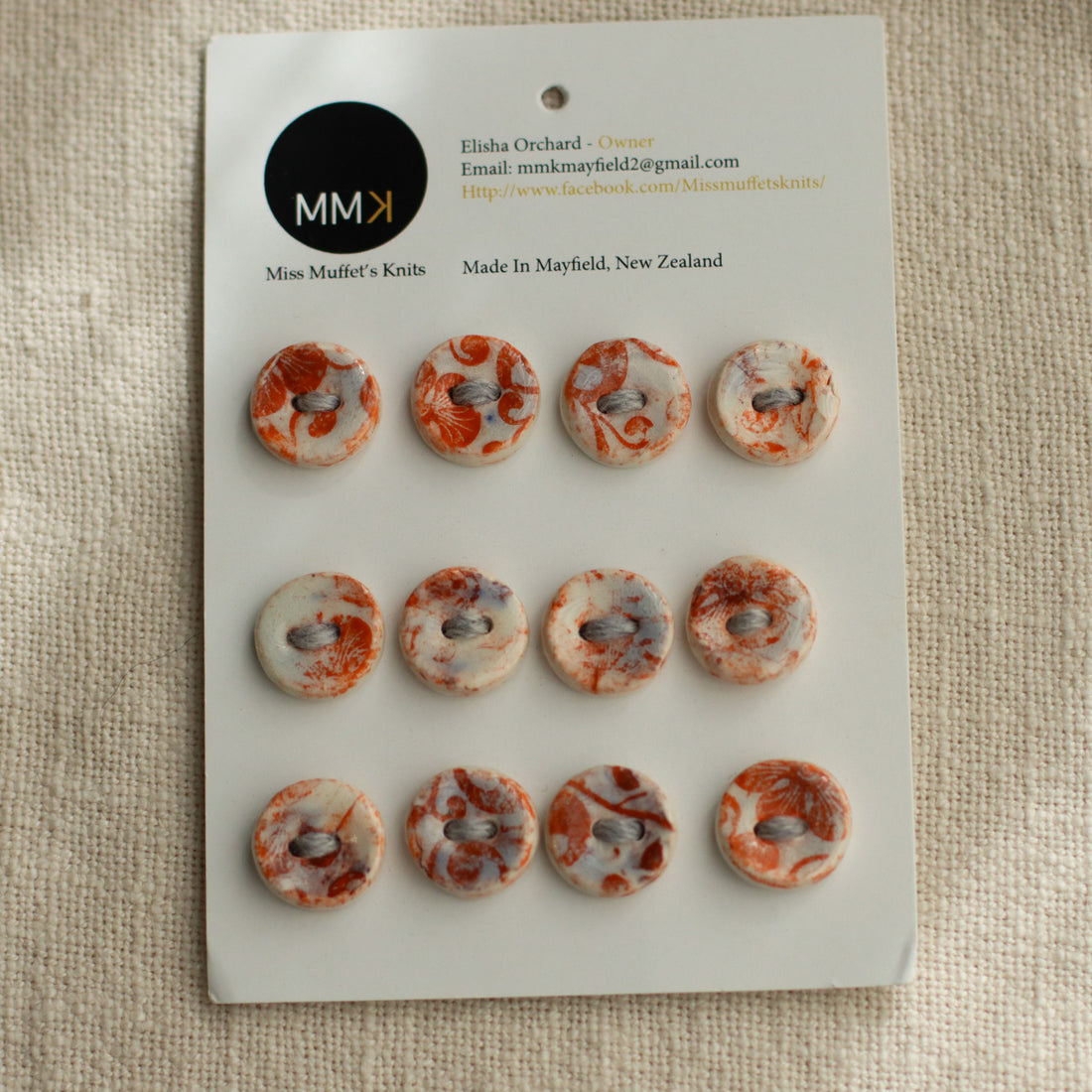 Handmade Ceramic Buttons | Sheet of 12