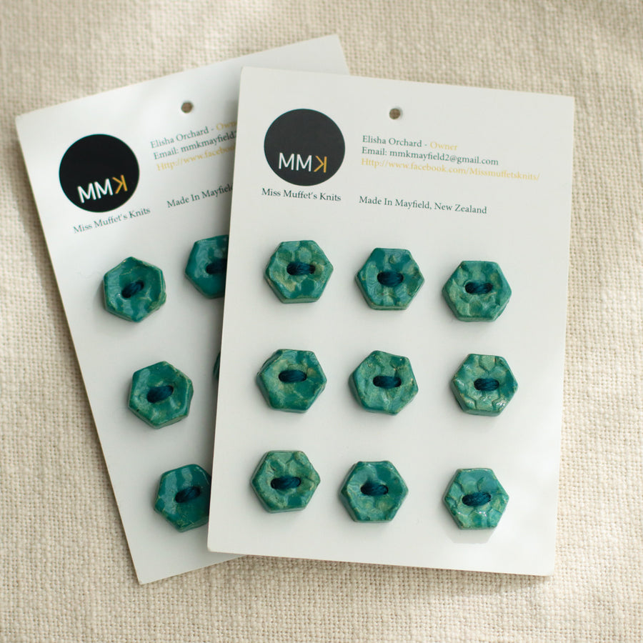 Handmade Ceramic Buttons | Hexagon