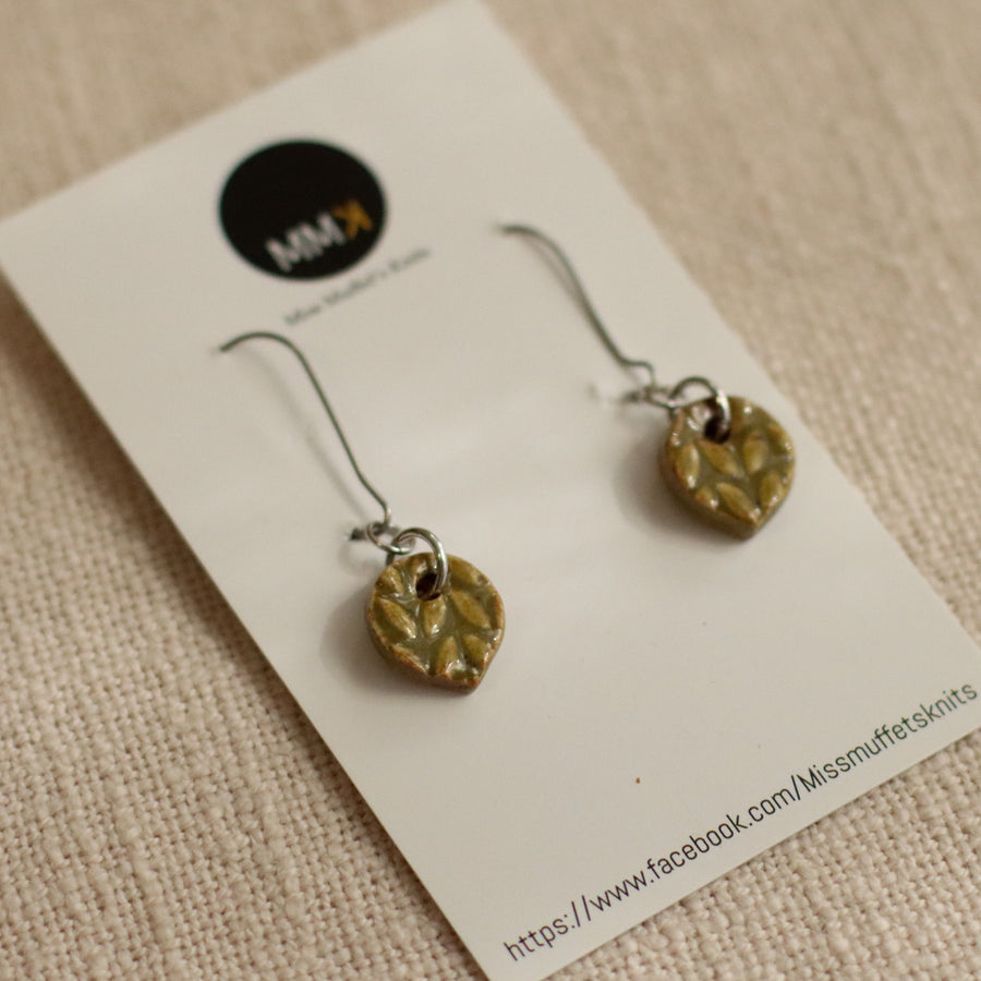 Ceramic Knit Stitch Earrings - Petite Drops | Handmade