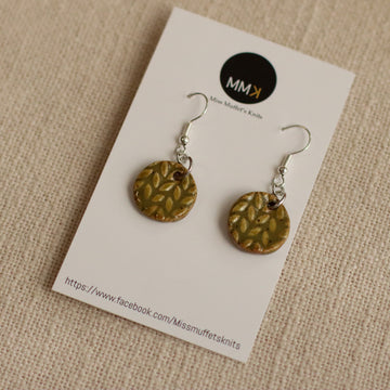 Ceramic Knit Stitch Earrings - Small | Handmade