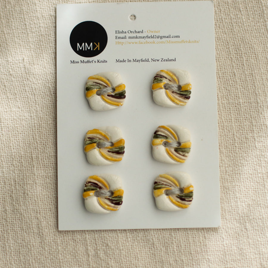 Handmade Ceramic Buttons | 2cm Square