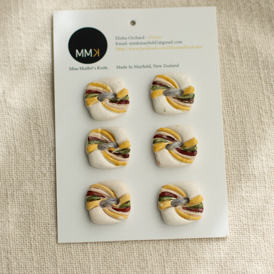 Handmade Ceramic Buttons | 2cm Square