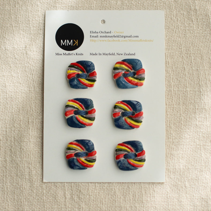 Handmade Ceramic Buttons | 2cm Square