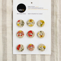 Handmade Ceramic Buttons | Round Floral