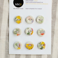 Handmade Ceramic Buttons | Round Floral