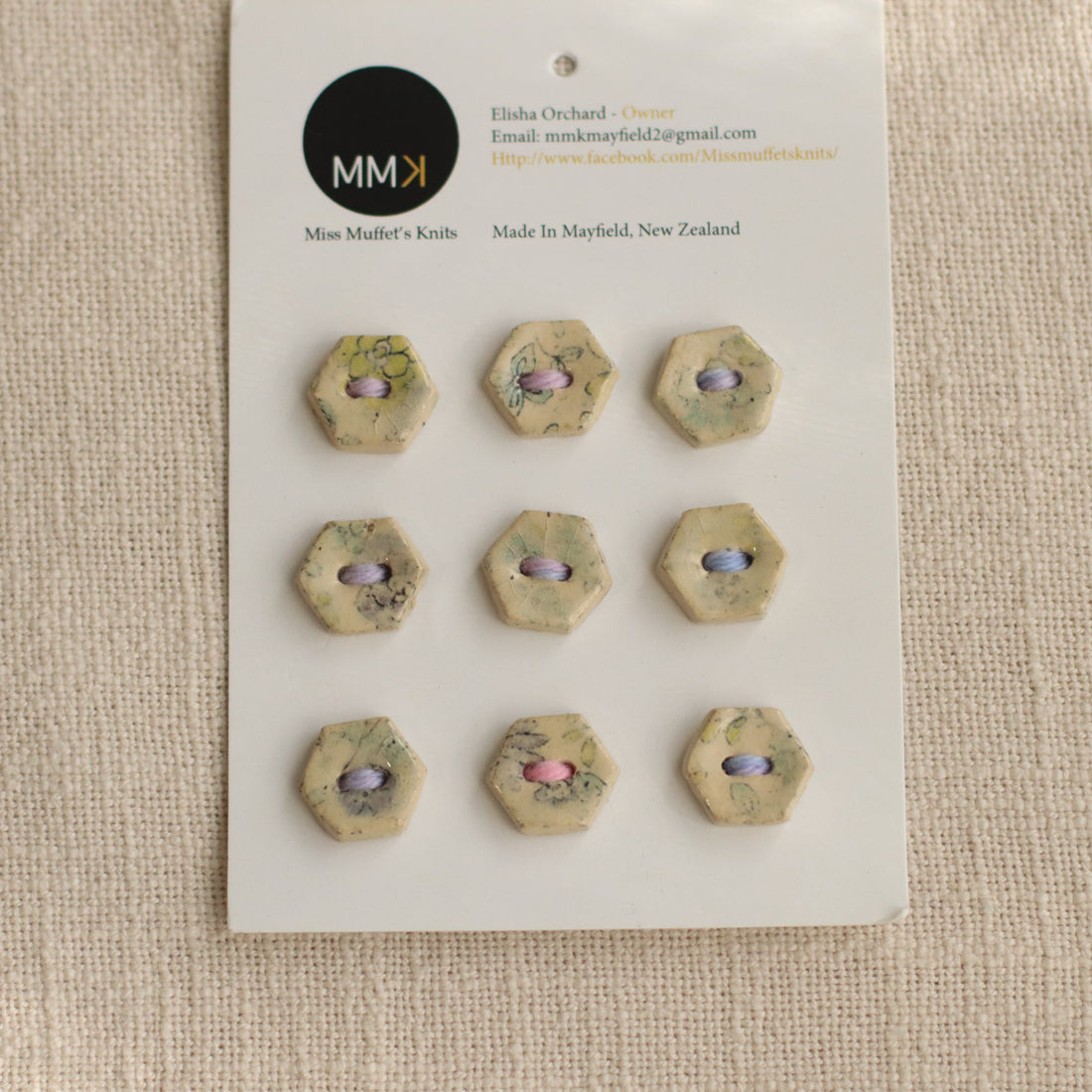Handmade Ceramic Buttons | Hexagon