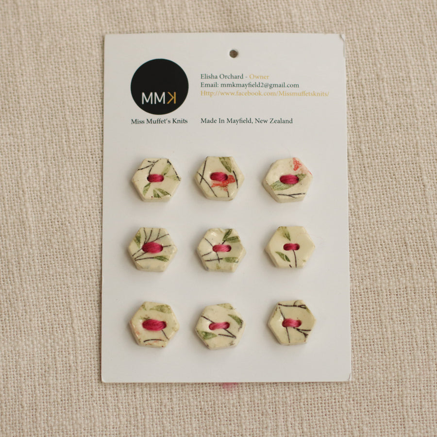 Handmade Ceramic Buttons | Hexagon
