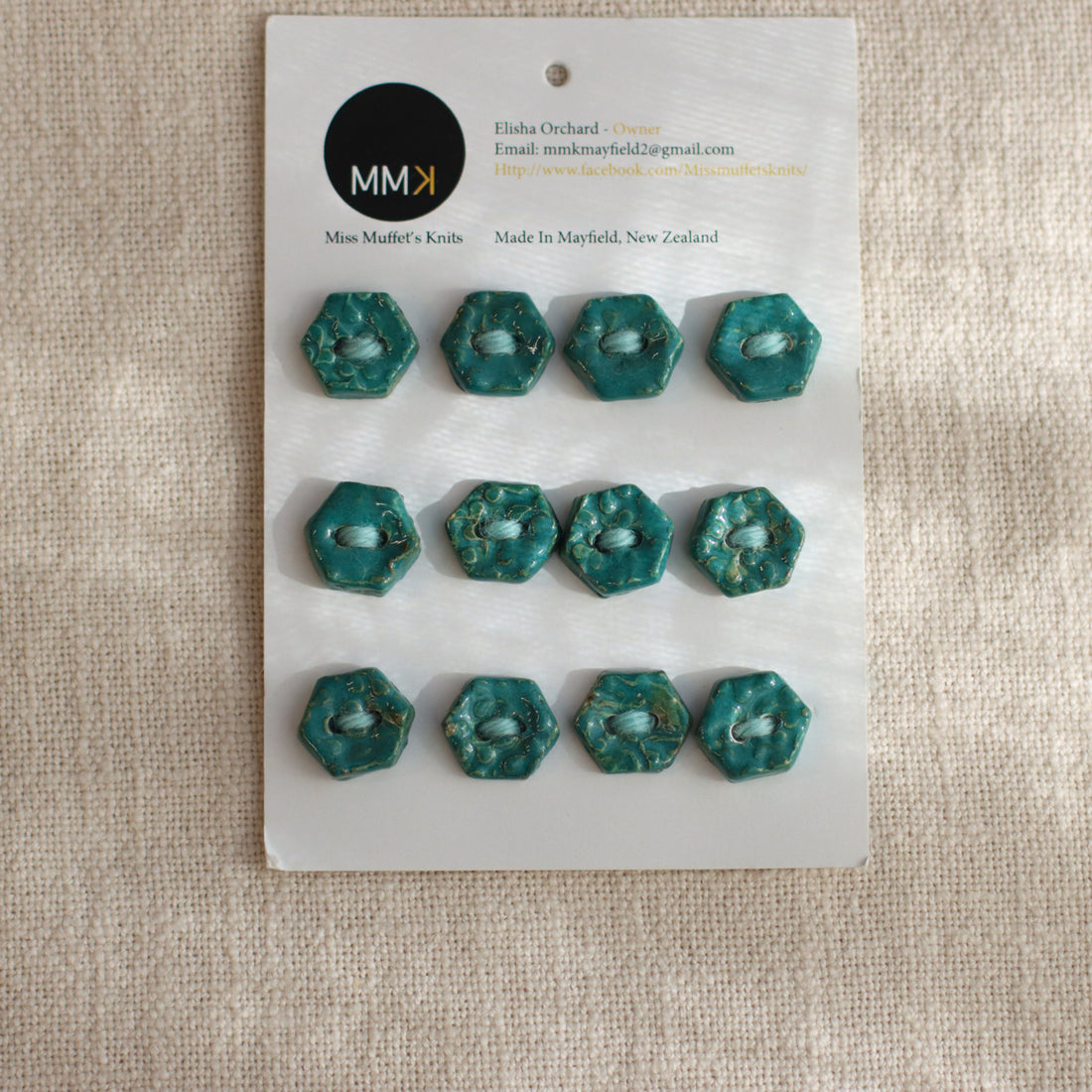 Handmade Ceramic Buttons | Sheet of 12