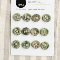 Handmade Ceramic Buttons | Sheet of 12 Round