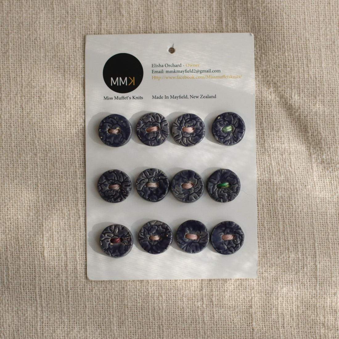 Handmade Ceramic Buttons | Sheet of 12
