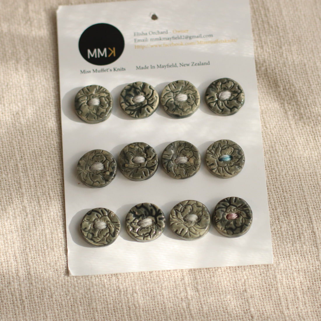 Handmade Ceramic Buttons | Sheet of 12