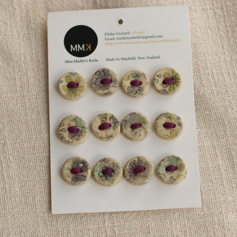 Handmade Ceramic Buttons | Sheet of 12