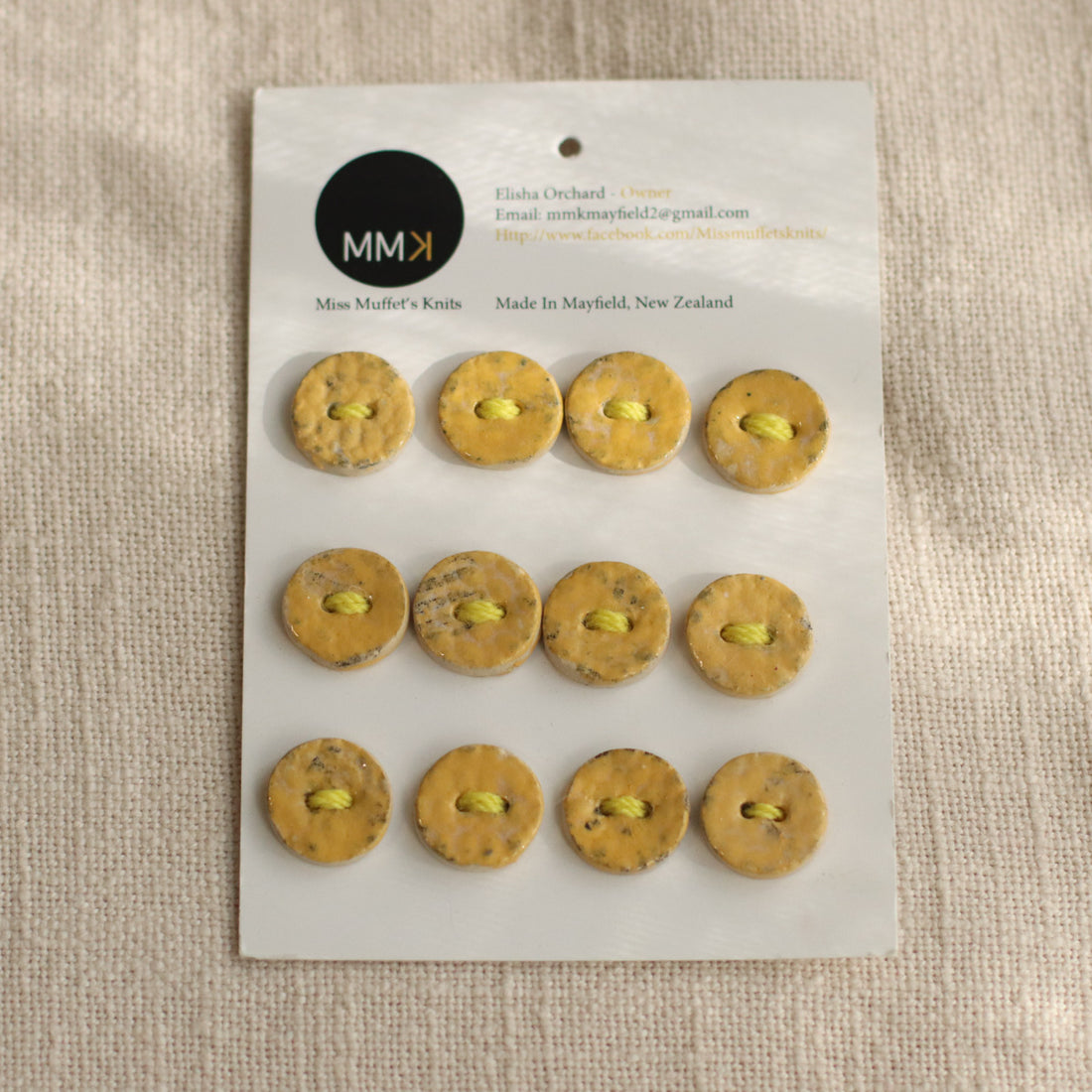 Handmade Ceramic Buttons | Sheet of 12
