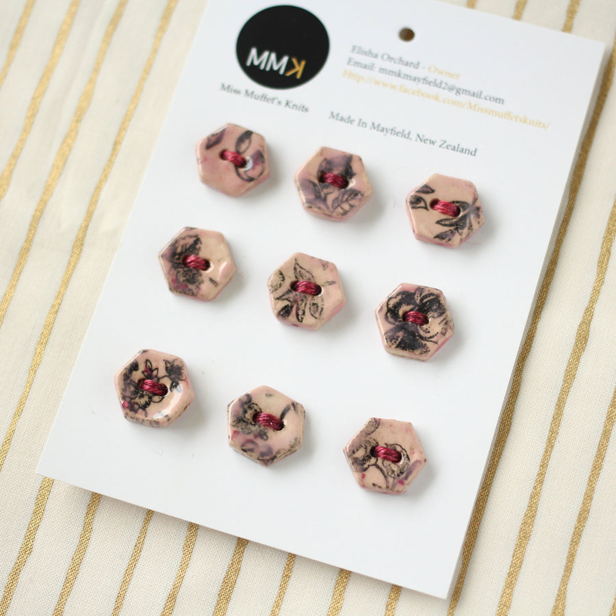 Handmade Ceramic Buttons | Hexagon