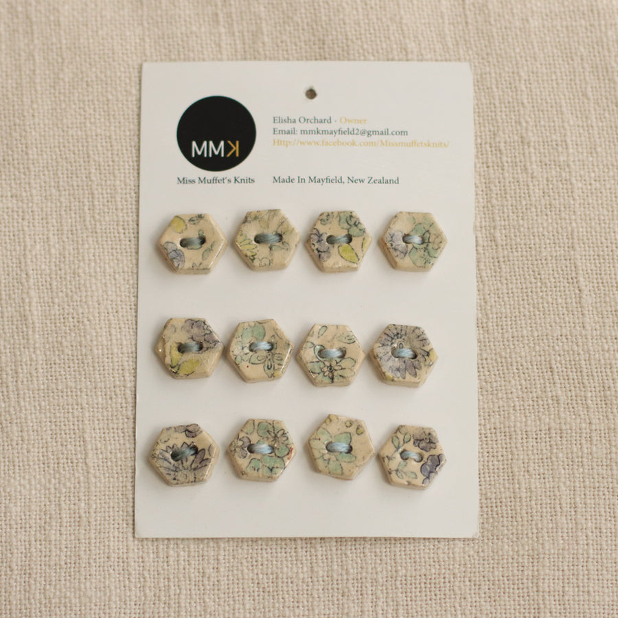 Handmade Ceramic Buttons | Sheet of 12