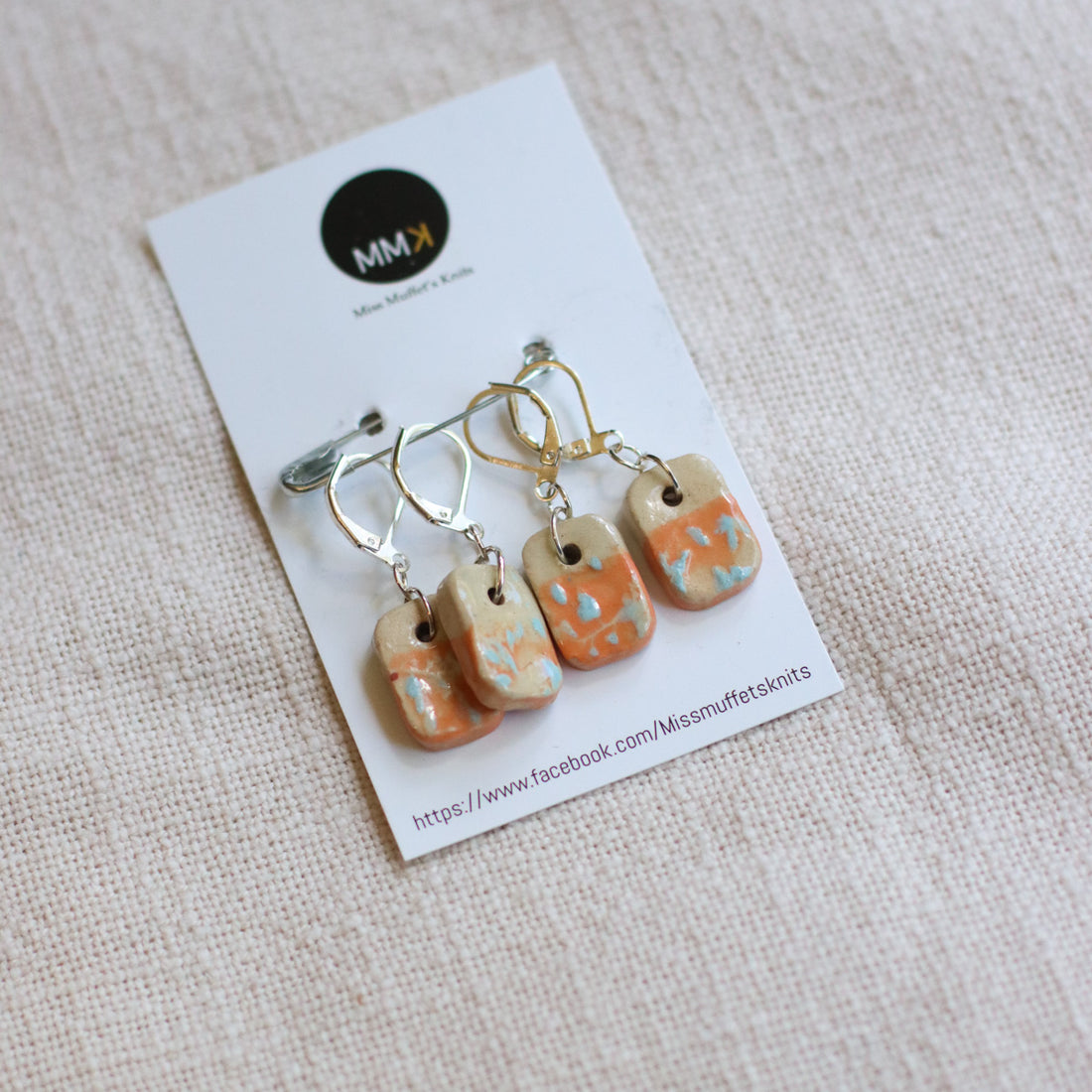 Handmade Stitch Markers | Orange Set of 4