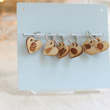 Yarn Love Heart Stitch Markers | Set of 6