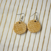 Ceramic Knit Stitch Earrings | Handmade
