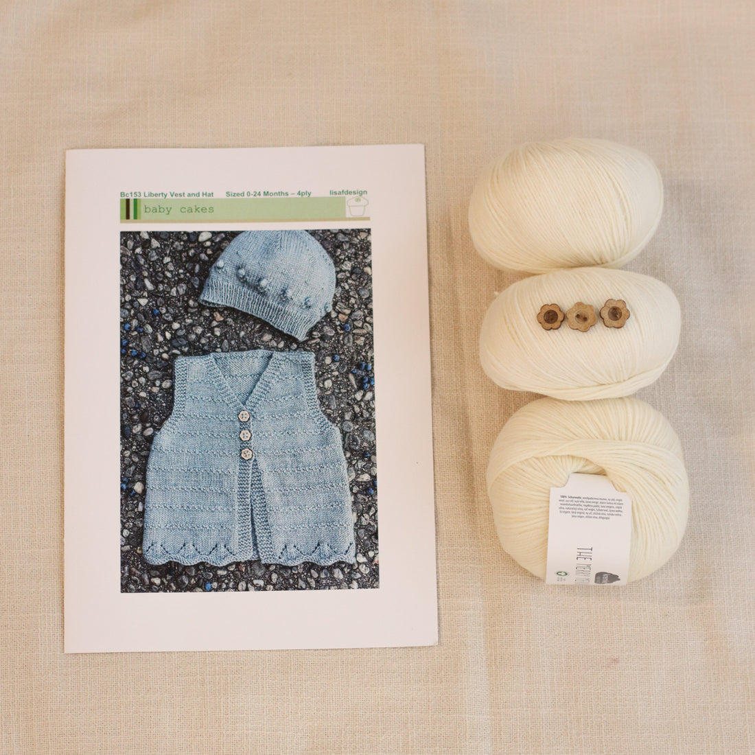 Liberty Vest and Hat by Lisa F Design | Organic Wool Knitting Kit