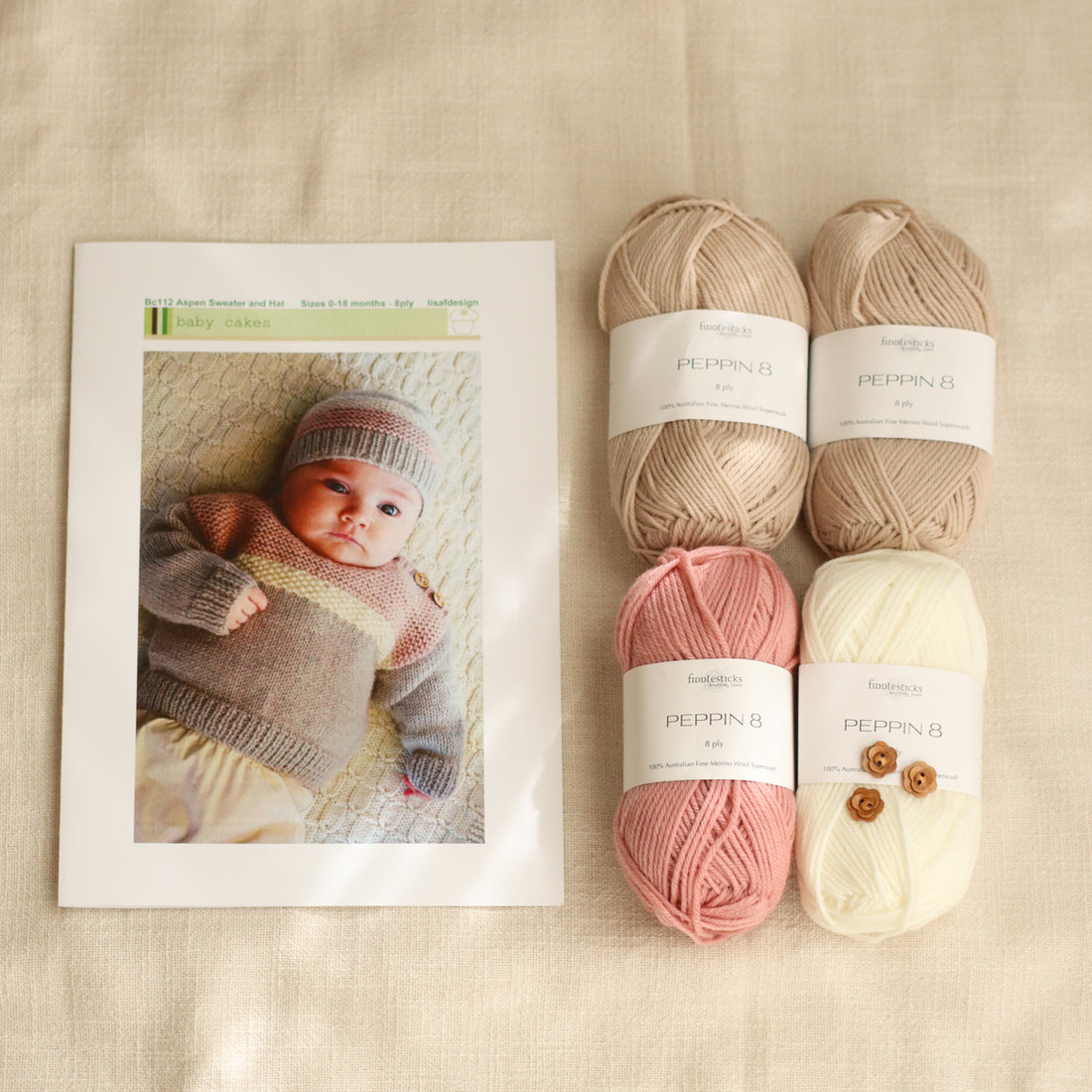 Aspen Sweater and Hat by Lisa F Design | Knitting Kit | Pinks