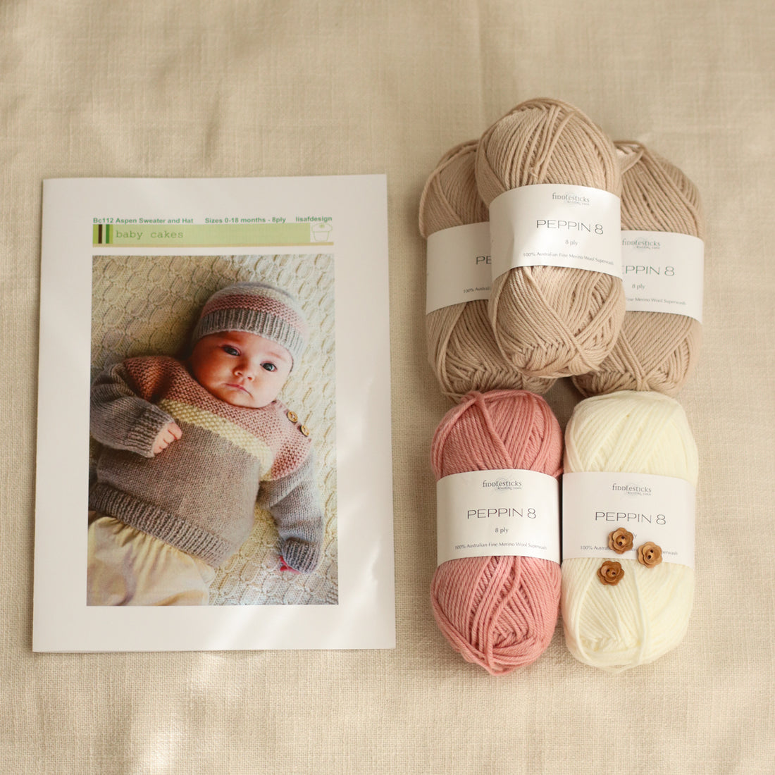 Aspen Sweater and Hat by Lisa F Design | Knitting Kit | Pinks