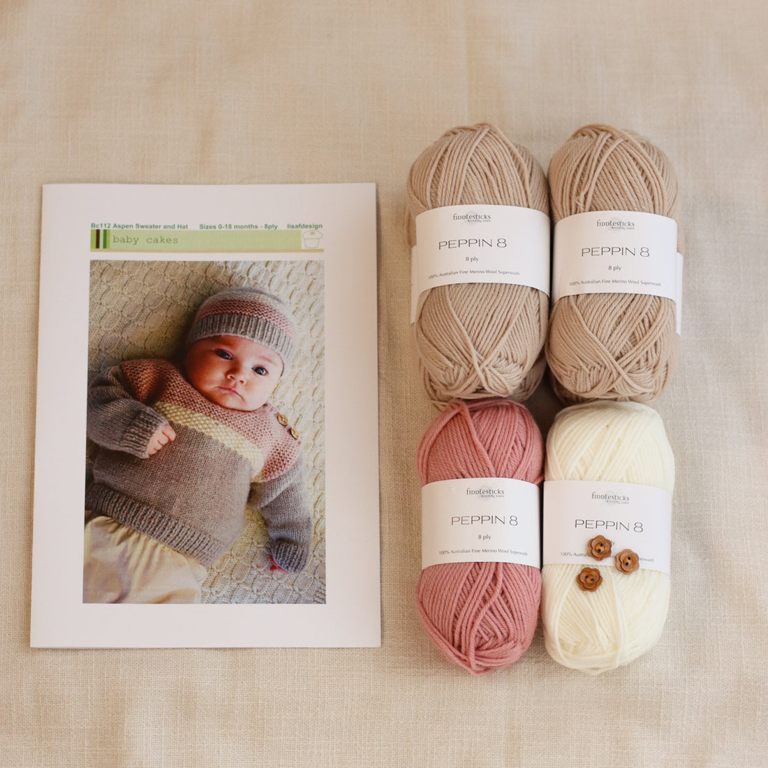 Aspen Sweater and Hat by Lisa F Design | Knitting Kit | Pinks