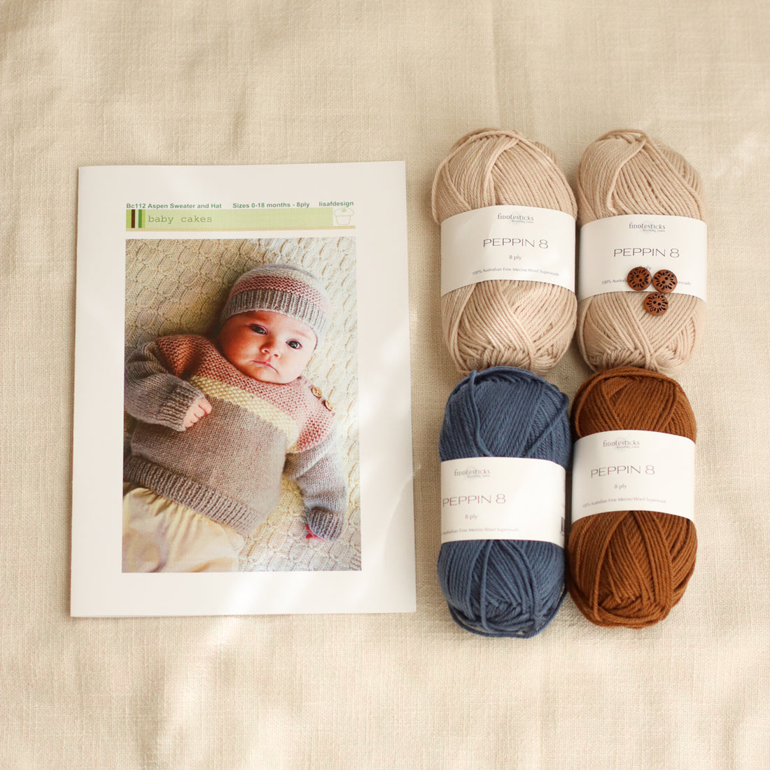 Aspen Sweater and Hat by Lisa F Design | Knitting Kit | Blues