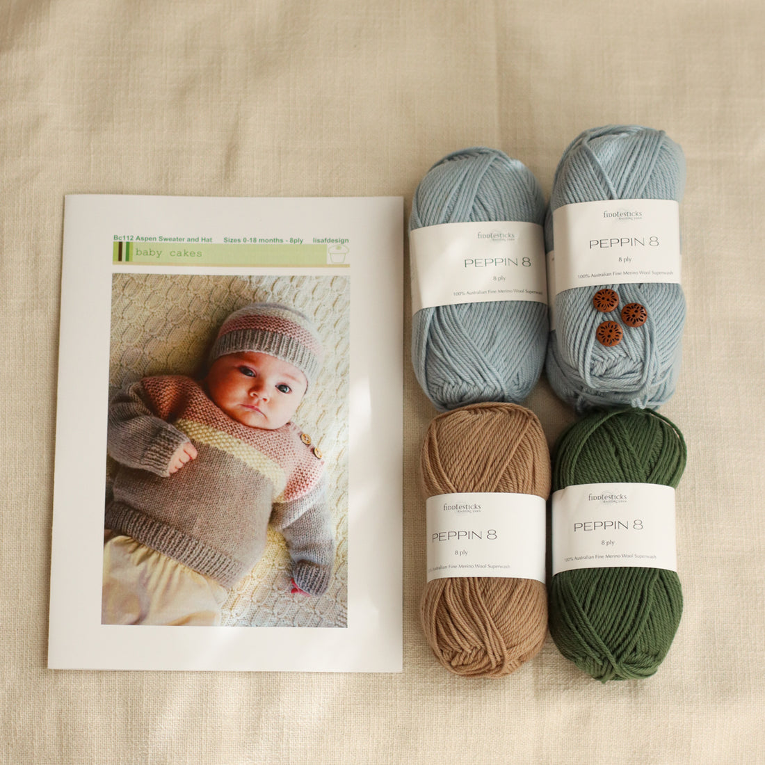 Aspen Sweater and Hat by Lisa F Design | Knitting Kit | Blues